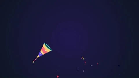 Exploding Party Popper with Flying Colorful Confetti Vector Motion Graphic Loop Video stock 347524411