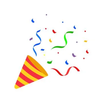 Exploding party popper with serpantin and serpantinom, vector eps10 illustration Stock Illustration