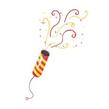 Exploding party popper with serpantin, celebration birthday symbol cartoon Illustrazione stock