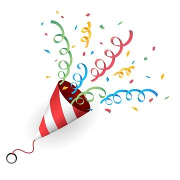 Exploding party popper, vector Stock Illustration