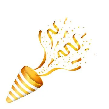 Exploding party poppers with confetti. Vector illustration. Stock Illustration