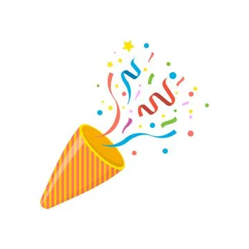 Exploding party poppers with confetti. Vector illustration. Stock Illustration