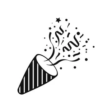 Exploding party poppers with confetti. Vector illustration. Stock Illustration