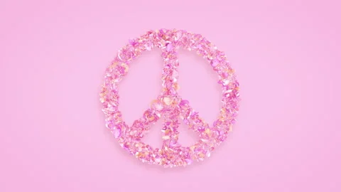 Exploding peace symbol with rose petals in 4K Stock Footage 123175798