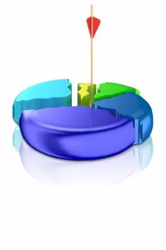 Exploding Pie Chart with Arrow Target Stock Illustration