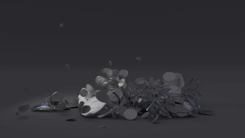 Exploding Piggy Bank w/ Ethereum Coins Stock Footage 102716249