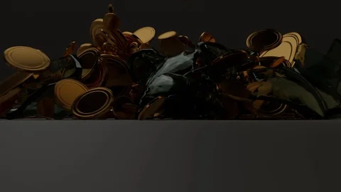 Exploding Piggy Bank w/ Golden Coins Stock Footage 102716330