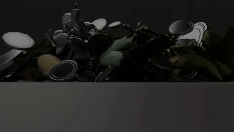 Exploding Piggy Bank w/ Silver Coins Stock Footage 102836179