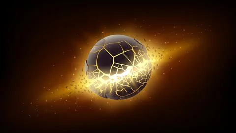 Exploding Planet with Flying Particles, Vector Illustration Illustrazione stock