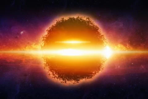 Exploding planet in space Stock Illustration