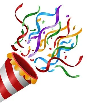 Exploding Popper with Colorful Confetti Isolated, Suitable For Birthday Par.. Illustrazione stock