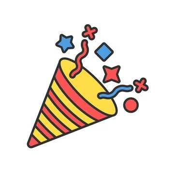 Exploding popper icon in flat style. Party poppers vector illustration on i.. Illustrazione stock