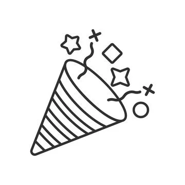 Exploding popper icon in outline stroke flat style. Party poppers vector il.. Illustrazione stock