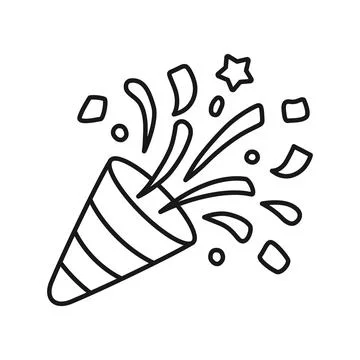Exploding popper icon in outline stroke flat style. Party poppers vector il.. イラスト素材