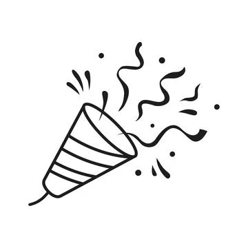 Exploding popper icon in outline stroke flat style. Party poppers vector il.. イラスト素材