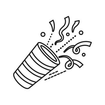 Exploding popper icon in outline stroke flat style. Party poppers vector il.. 스톡 일러스트