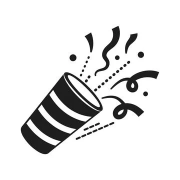 Exploding popper silhouette icon in flat style. Party poppers vector illust.. Illustrazione stock