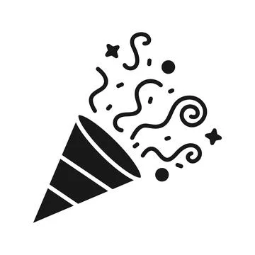 Exploding popper silhouette icon in flat style. Party poppers vector illust.. Illustrazione stock