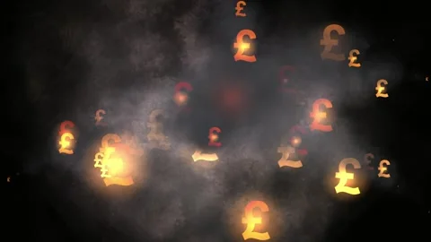 Exploding Pound Sterling Symbols with Smoke Animation in 4K Stock Footage 313889749