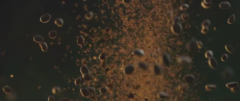 Exploding premium coffee beans Stock Footage 247382574