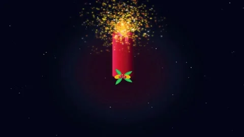 Exploding red Christmas candle with golden sparks and magical sparkling par.. Video stock 342723420