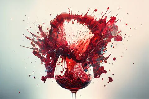 Exploding Red Wine Glass Stock Illustration