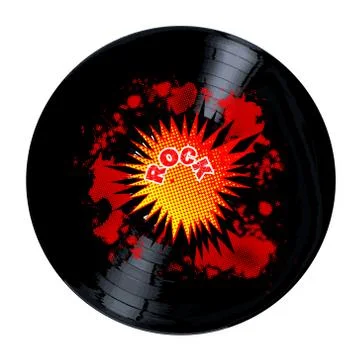 Exploding Rock Long Playing Record Stock Illustration
