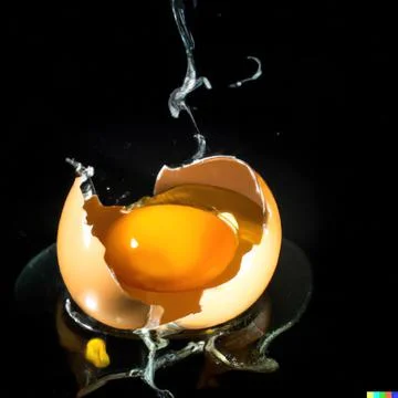 Exploding single egg with brown shell on black background Stock Photos