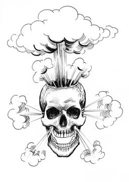 Exploding skull 스톡 일러스트