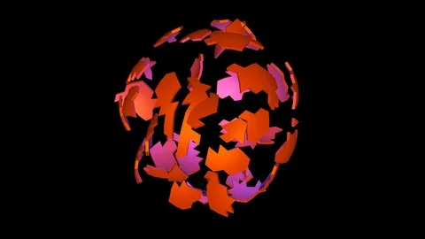 Exploding sphere 3d animation . Isolated with black and white alpha mask Stock-Footage 107175981