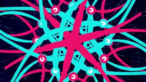 Exploding starburst effect with sharp geometric shapes in bright pink and cyan o Stock Footage 330929223