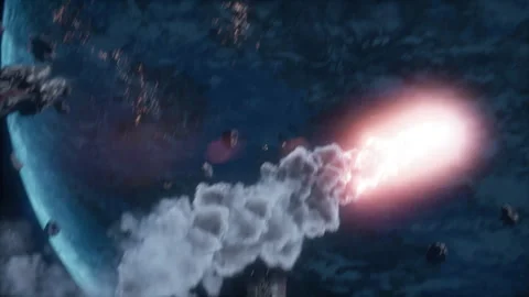 Exploding Starfighter Hit During Mid-Chase Attack Stock Footage 309233370