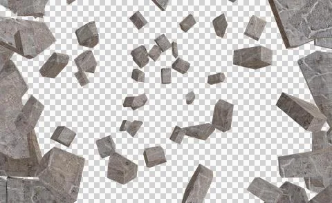 Exploding stone blocks 스톡 일러스트