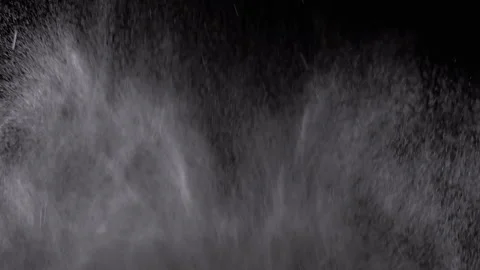 Exploding Stream of Ice Water Drops, Dust in Empty Space on a Black Background Stock Footage 262783447