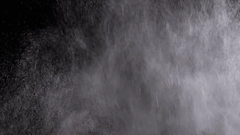 Exploding Stream of Ice Water Drops, Dust in Empty Space on a Black Background Stock Footage 262783506