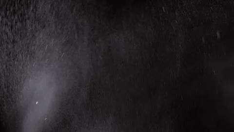 Exploding Stream of Ice Water Drops, Dust in Empty Space on a Black Background Stock Footage 263819358
