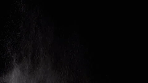 Exploding Stream of Ice Water Drops, Dust in Empty Space on a Black Background Stock Footage 263822338