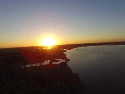 Exploding Sun over the horizon Stockfoto's