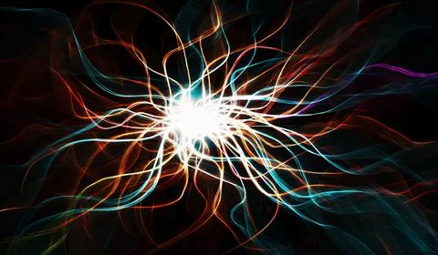 Exploding supernova , forminng of nebula. Black hole in the center of galaxy. Illustrazione stock