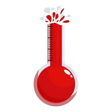 Exploding thermometer showing extremely high temperature measurement イラスト素材
