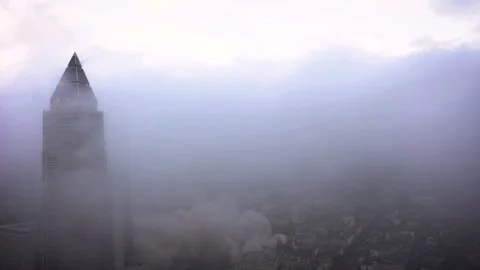 Exploding Tower in Frankfurt - Explosion of the University AFE tower skyscraper Stock Footage 135678942