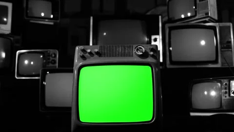 Exploding TV Green Screen. Black and White Tone. Zoom In. Video stock 115877062