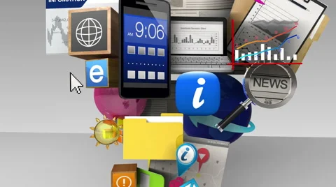 Exploding various information contents in the TV Video stock 59149098