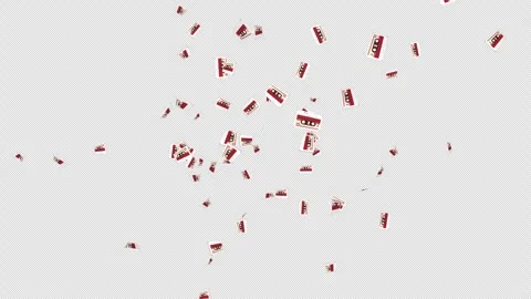 Exploding Vintage Cassette Tape Animation, on Alpha Channel, Loop 库存影片 306439126