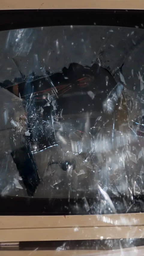 Exploding Vintage Television with Green Screen - Close-Up Shot - Vertical 4K Video stock 298683640