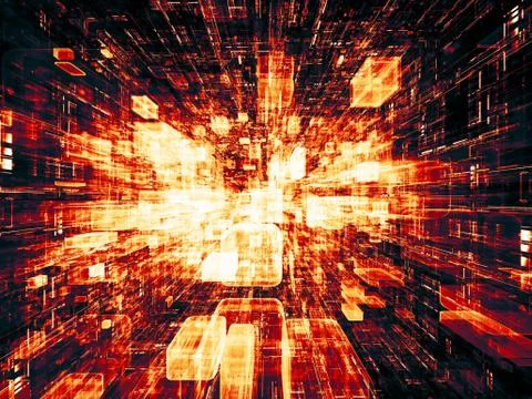 Exploding Virtual Space Stock Illustration