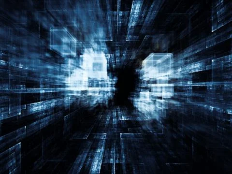 Exploding Virtual Space Illustrazione stock