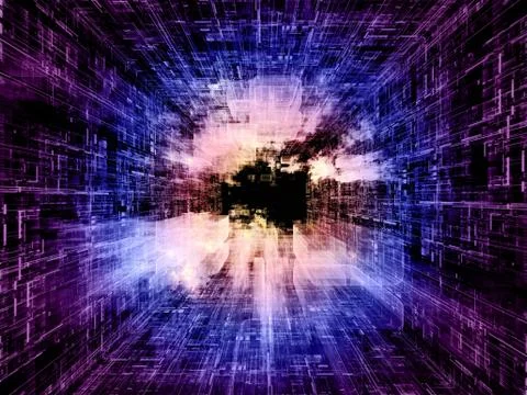 Exploding Virtual Space Stock Illustration