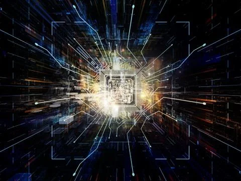 Exploding Virtual Space Stock Illustration