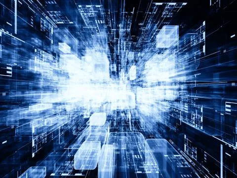 Exploding Virtual Space 스톡 일러스트